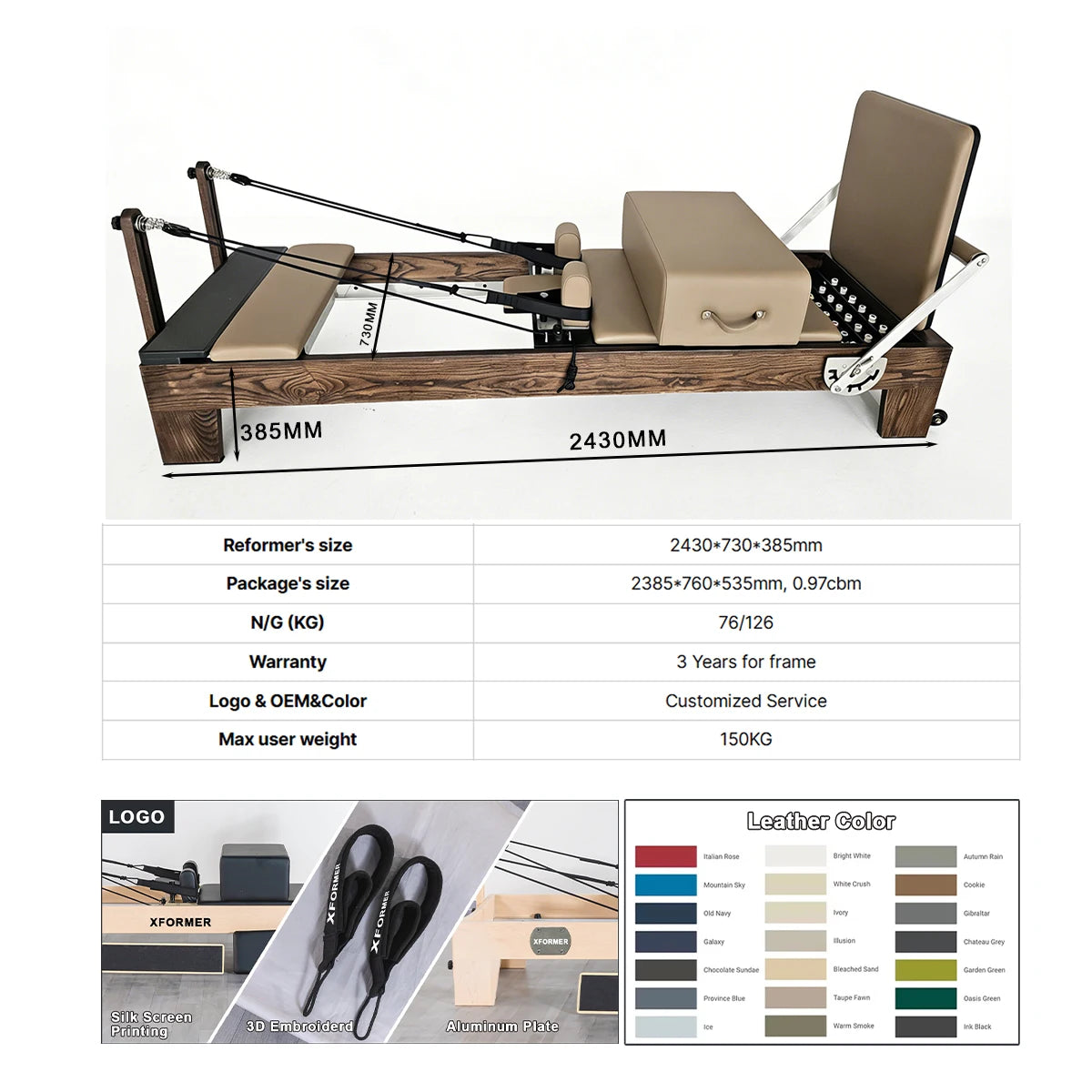 Maple Wood Pilates Reformer Adjustable Studio Equipment