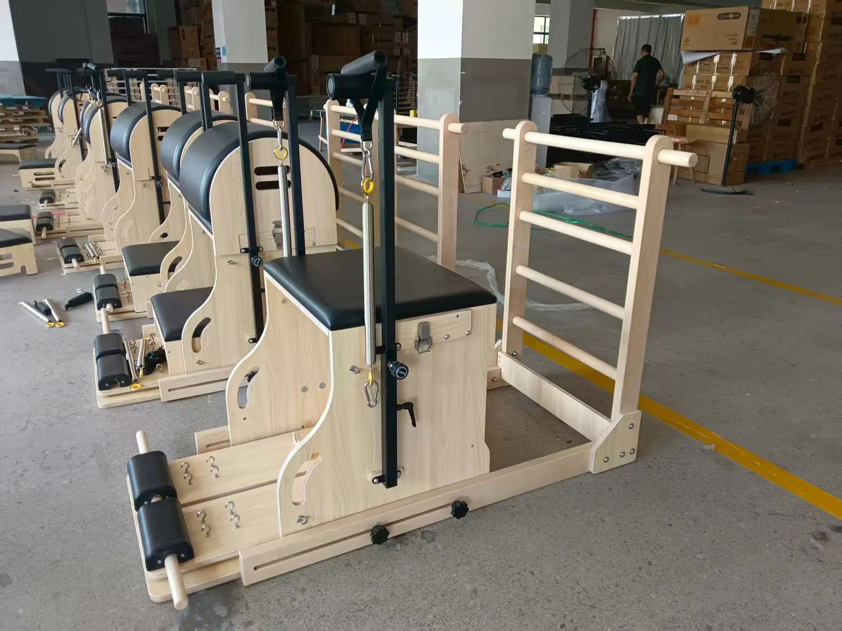 Pilates Ladder Barrel Wunda Chair Combo Maple Wood Adjustable