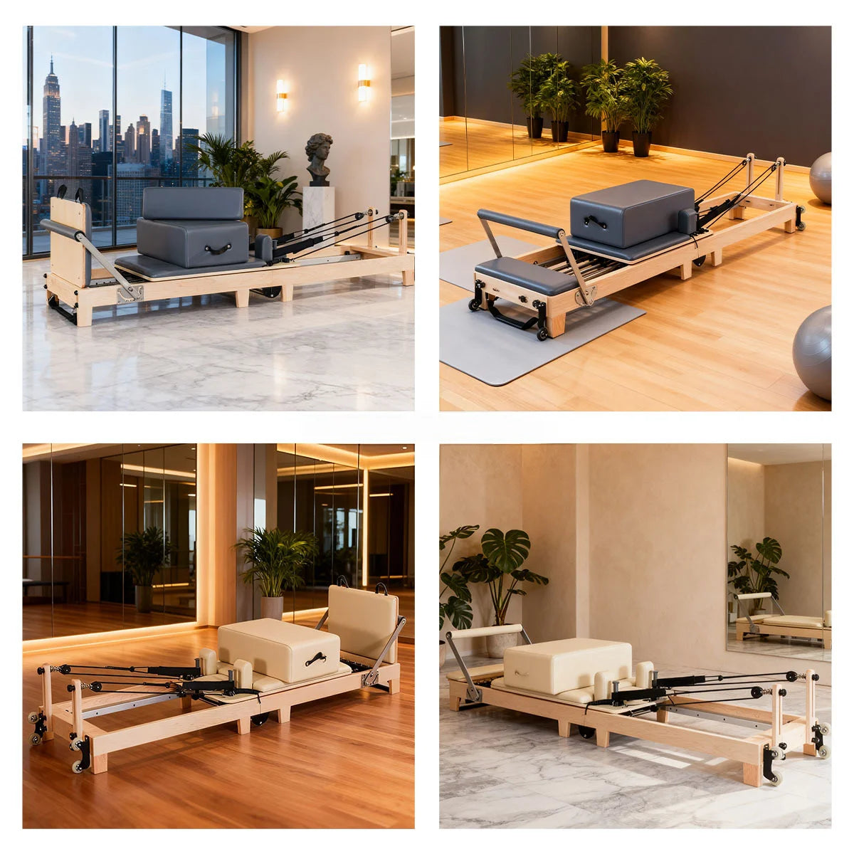 JUMO FMZD01 Foldable Wooden Pilates Reformer Adjustable Home Studio