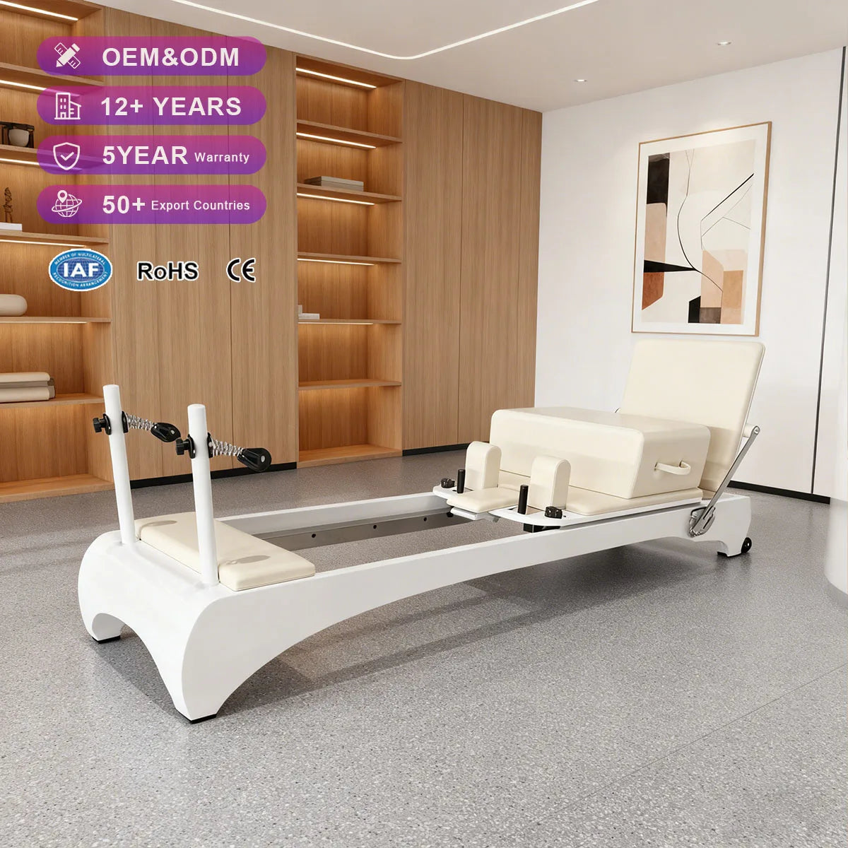 Oak Wood Pilates Reformer Curved Leg Portable Bed