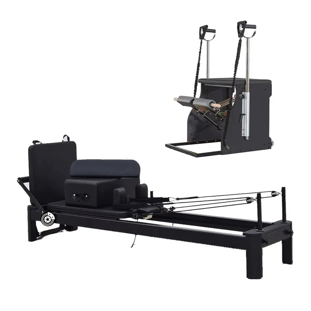 Aluminum Pilates Reformer Combo with Wunda Chair 2540mm Black