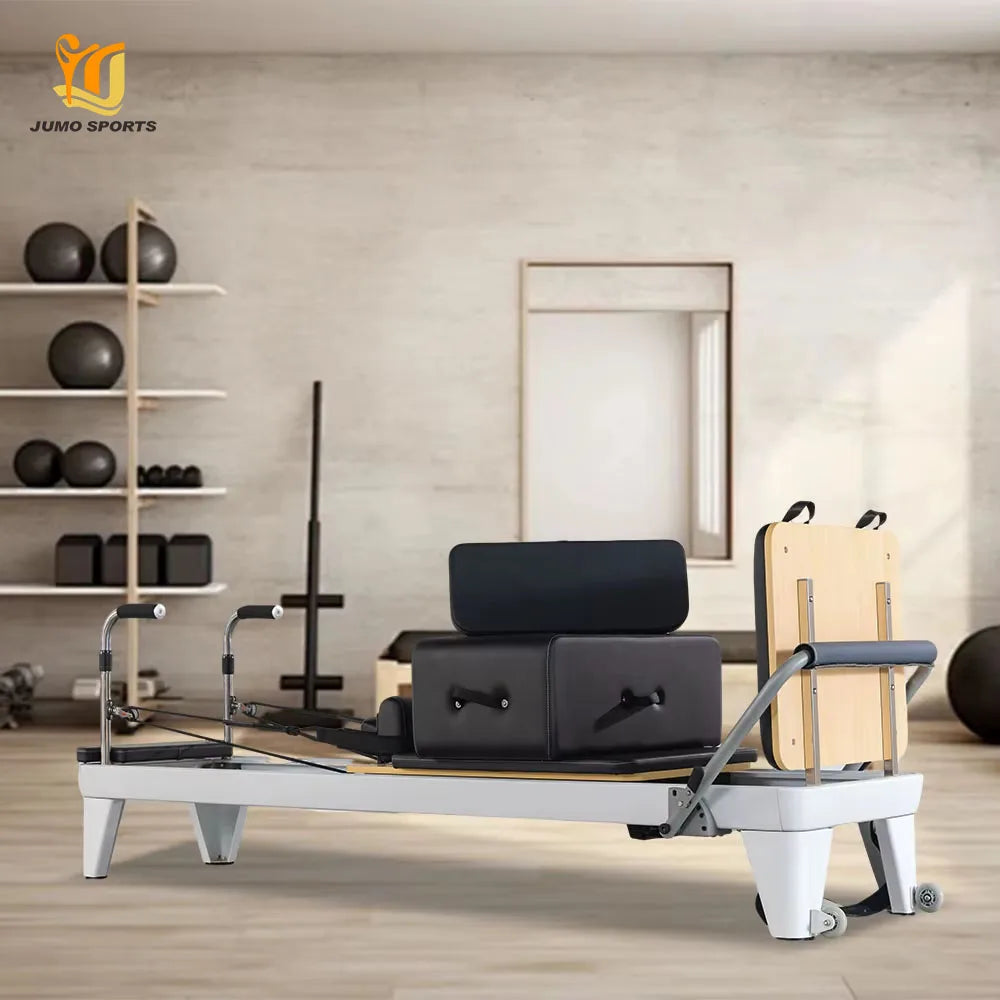 Professional Aluminum Pilates Reformer Bed with Jump Board Black