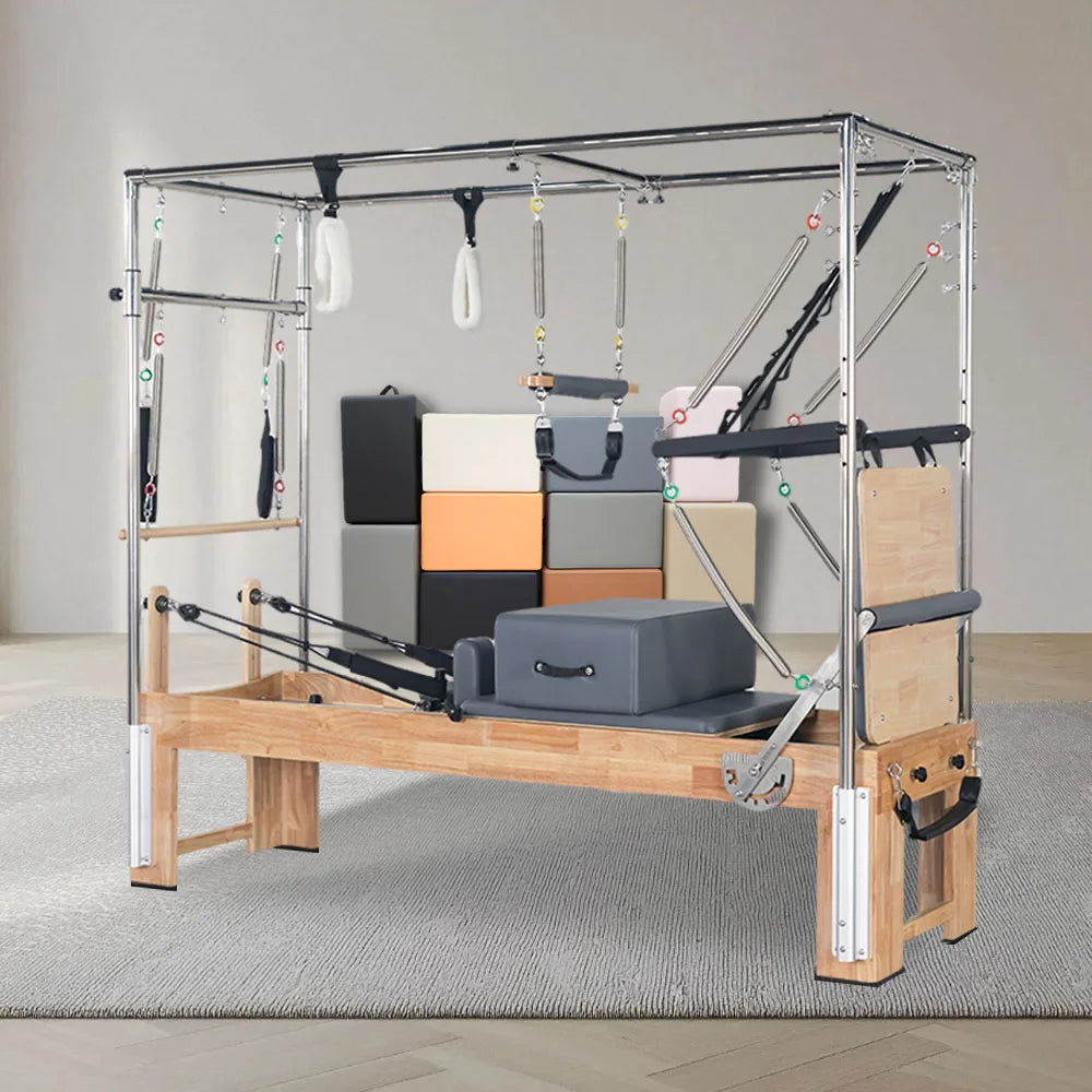 Oak Wood Pilates Reformer Studio Grade 3-in-1 Bed
