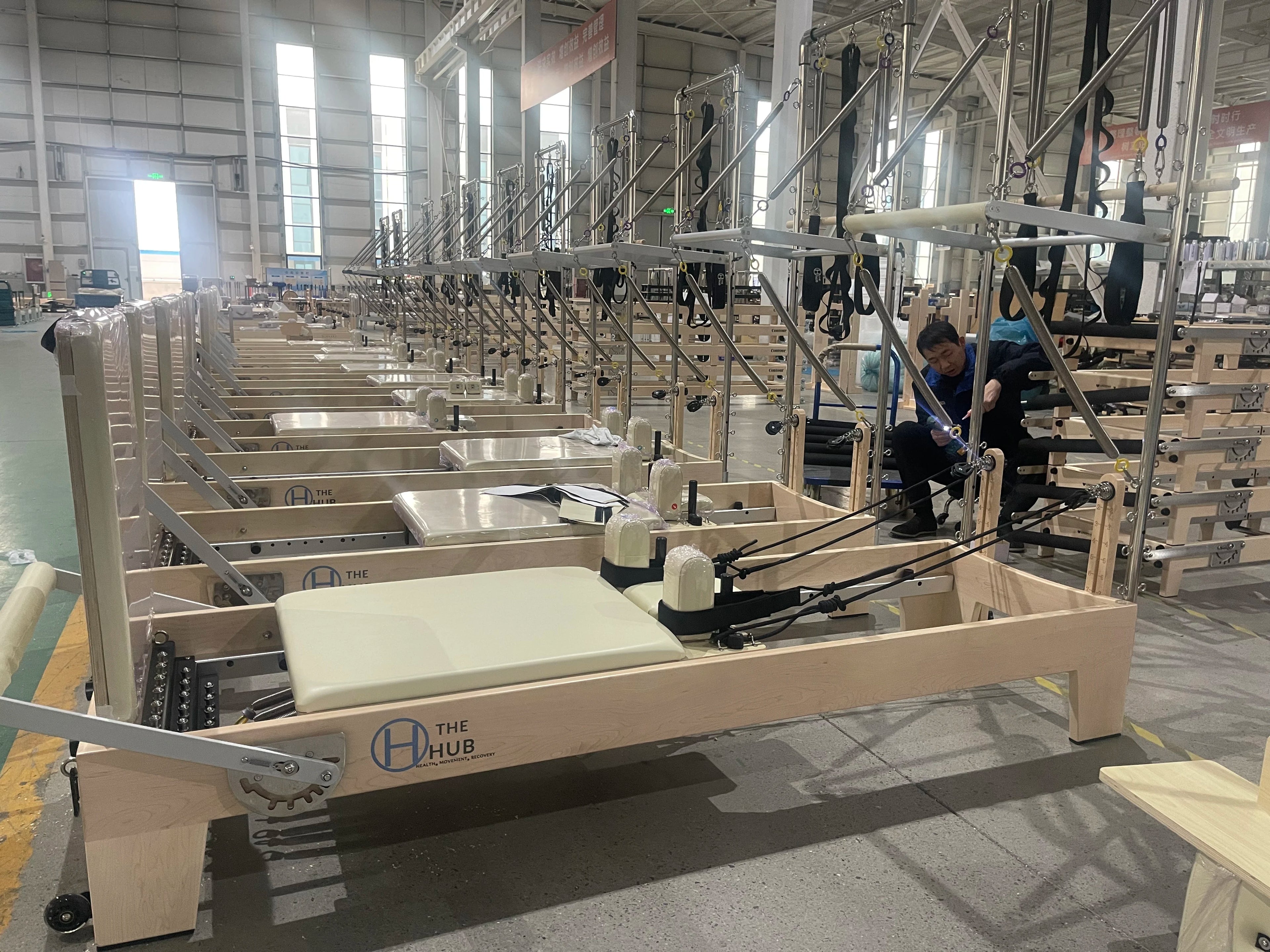 Maple Wood Pilates Reformer Tower with Springs 240x74x198cm