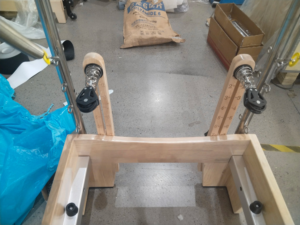 Pilates Reformer Tower with Trapeze Oak Wood Black 233x74x198cm