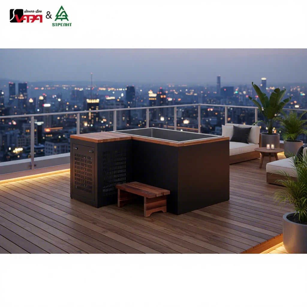 L-Shaped Alder Cold Plunge Tub Modern Alfresco Outdoor Living Australia