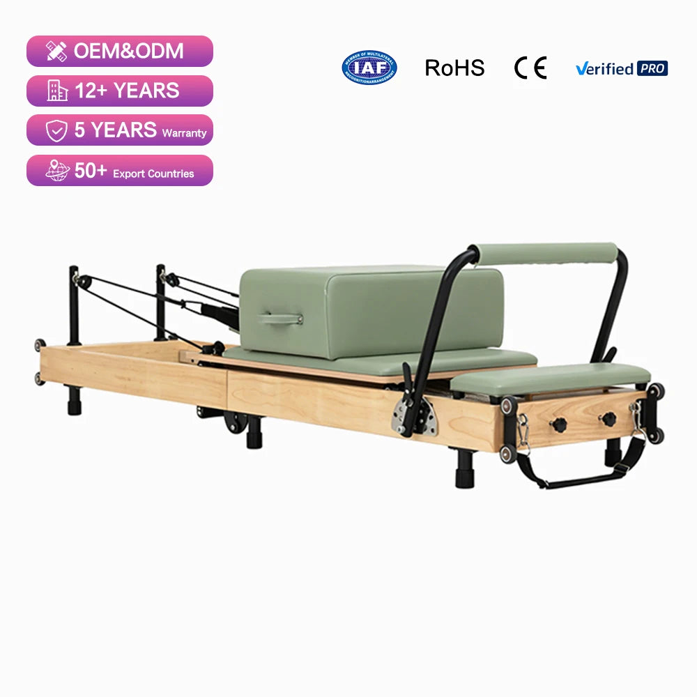 JUMO Oak Wood Reformer Pilates Bed Machine Adjustable