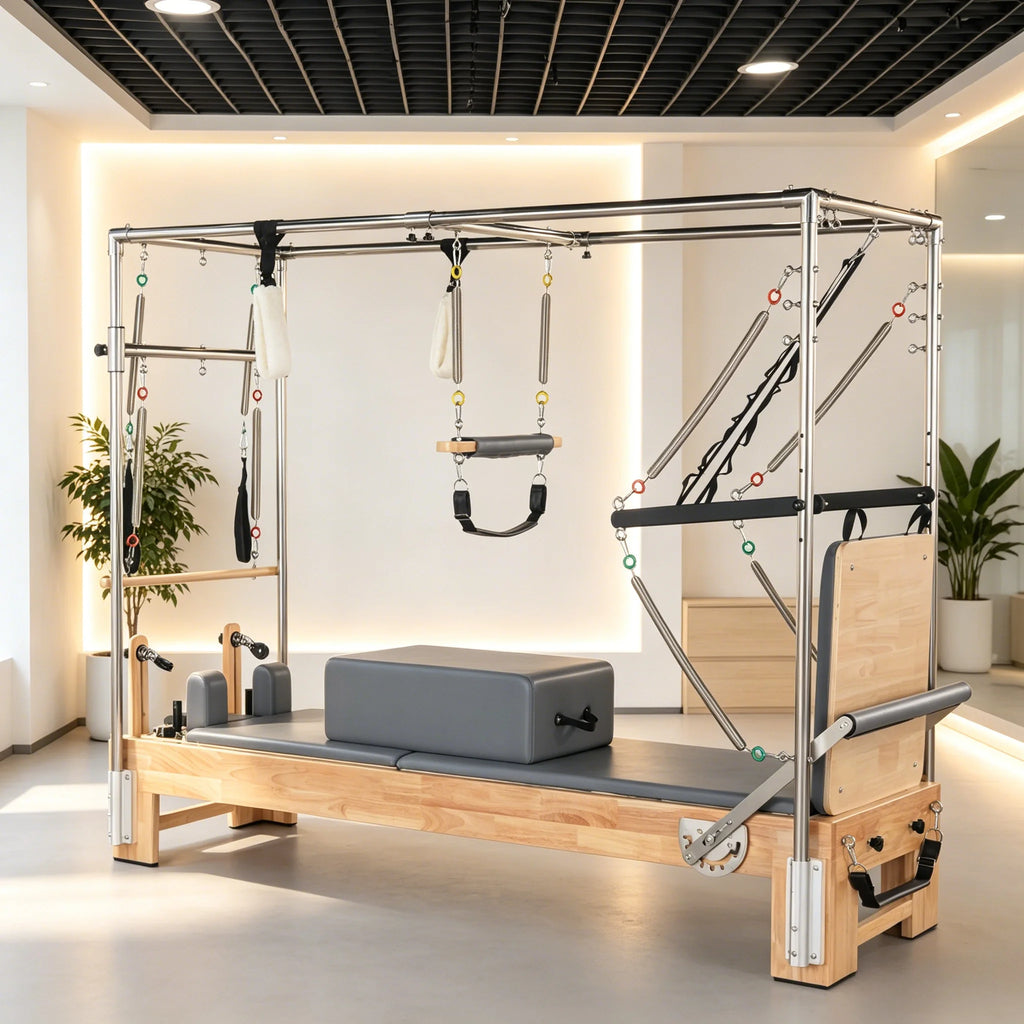 Oak Wood Pilates Cadillac Reformer with Smooth Glide Carriage System
