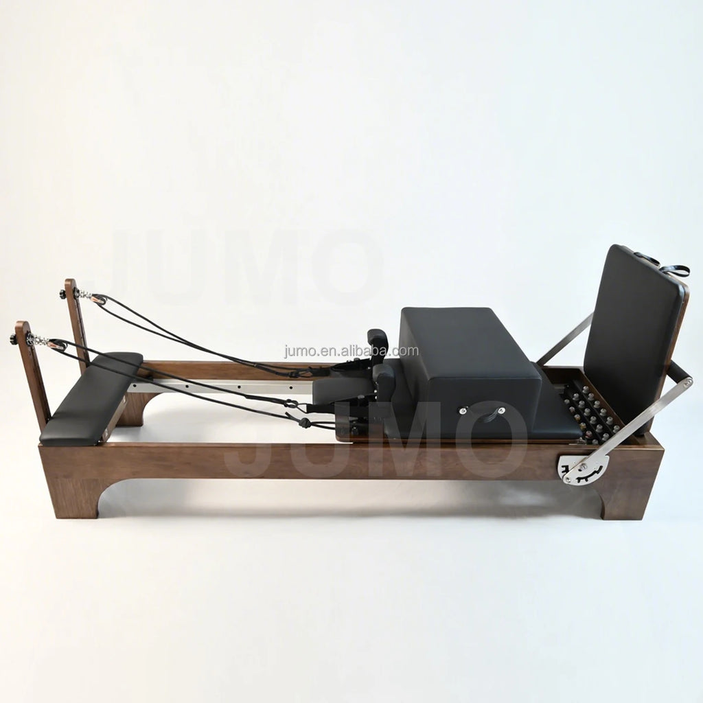 Walnut Wood Pilates Reformer with Tower and Adjustable Resistance