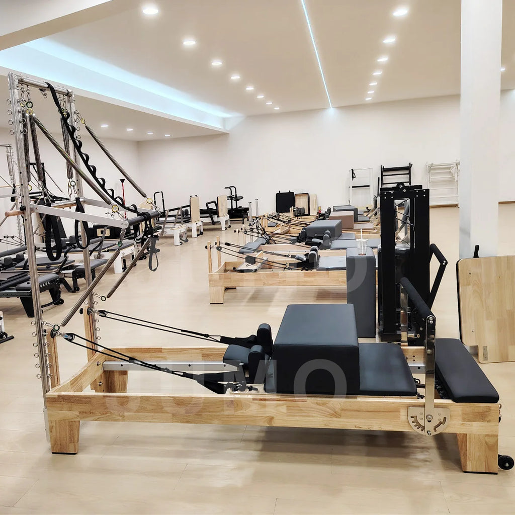 Oak Wood Pilates Reformer with Tower 2450x730x2000mm