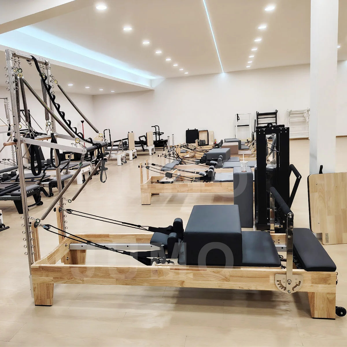 Oak Wood Pilates Reformer with Tower 2450x730x2000mm