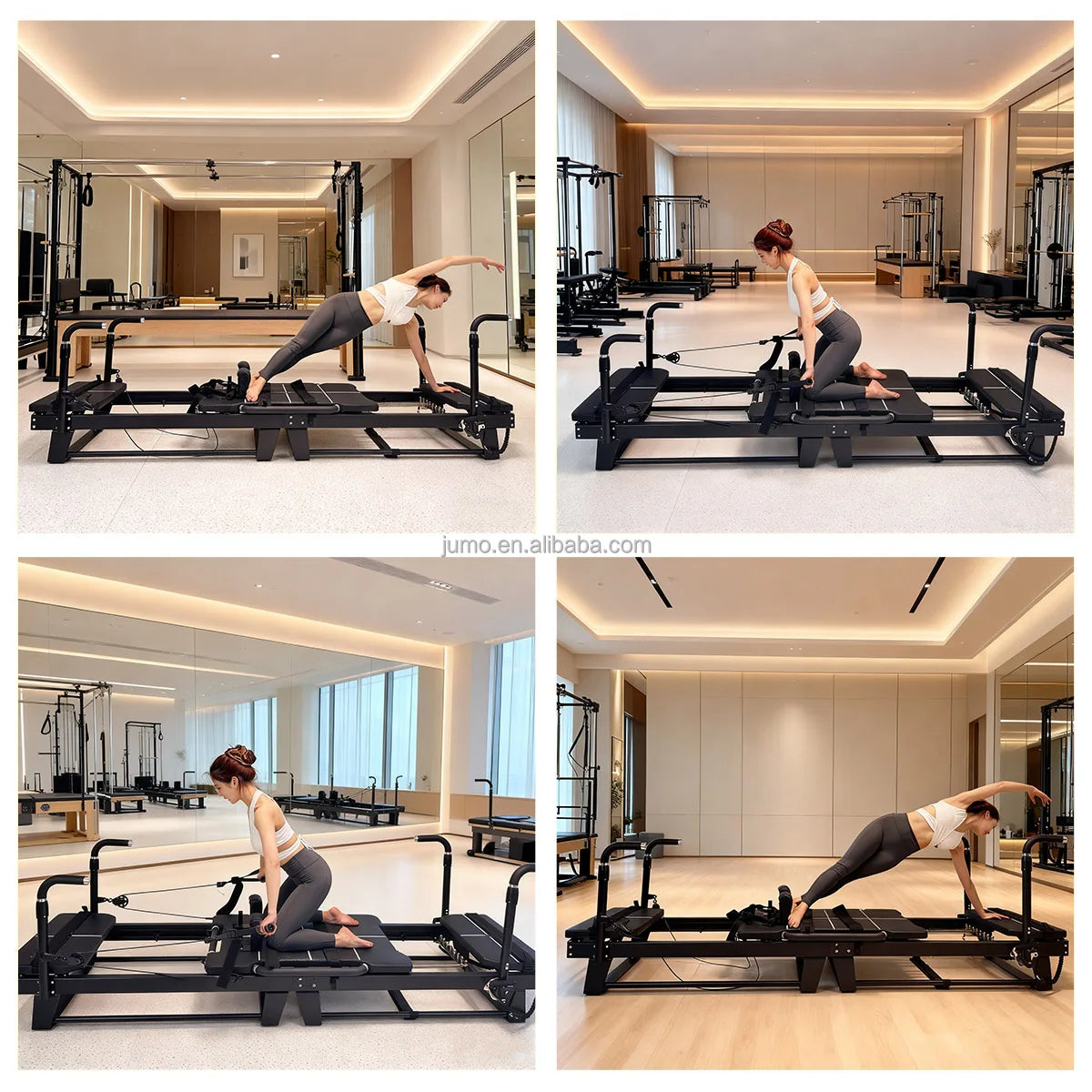 Matte Black Aluminum Pilates Reformer Commercial Grade