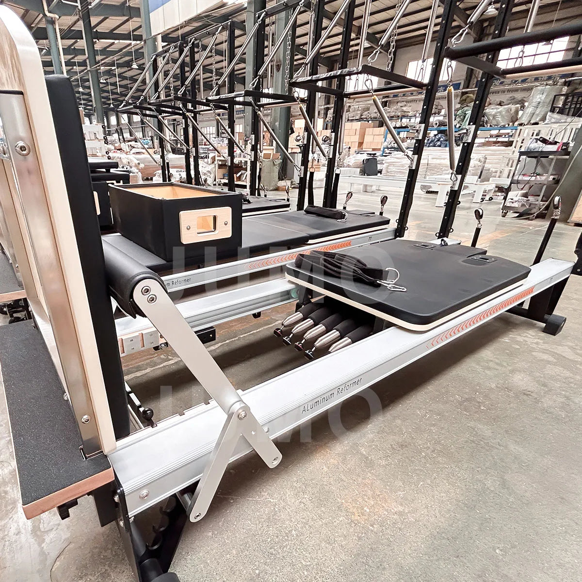 Adjustable Aluminum Pilates Reformer with Tower 236cm White