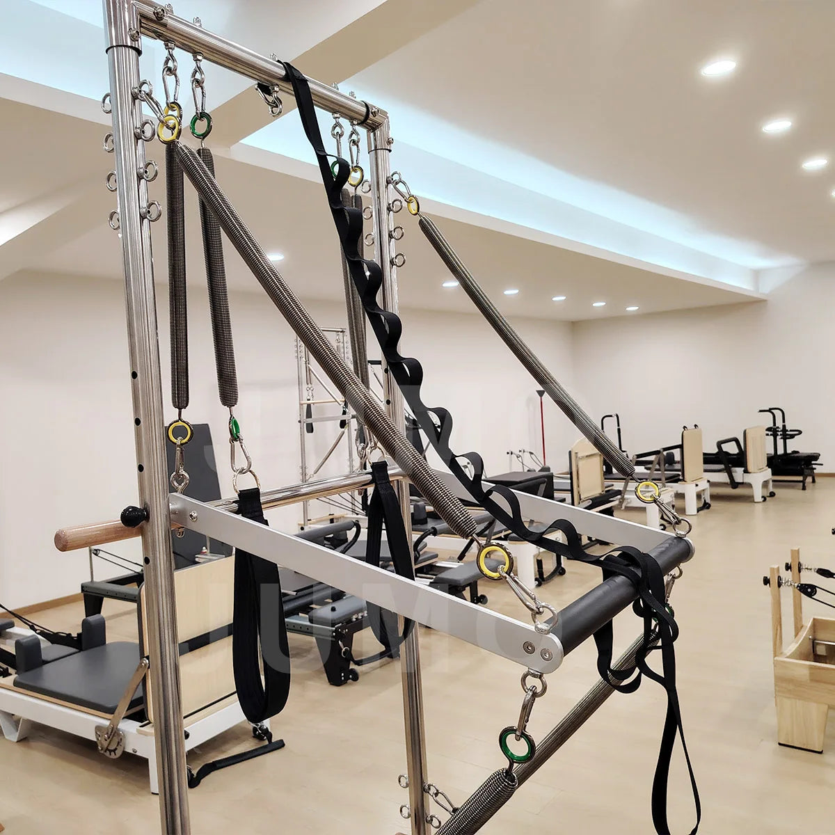 Oak Wood Pilates Reformer with Tower 2450x730x2000mm