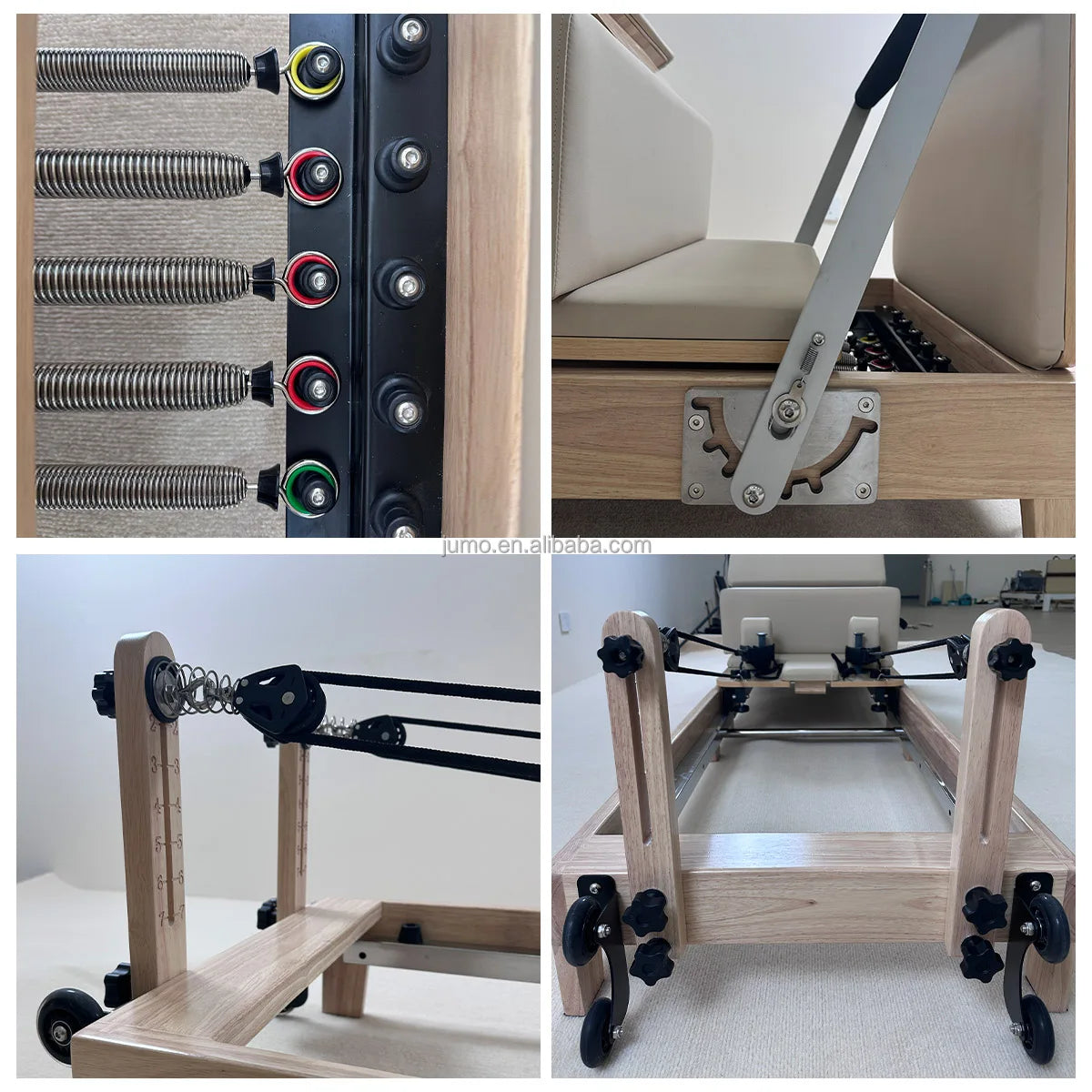 Jumo Foldable Wood Pilates Reformer Machine Black