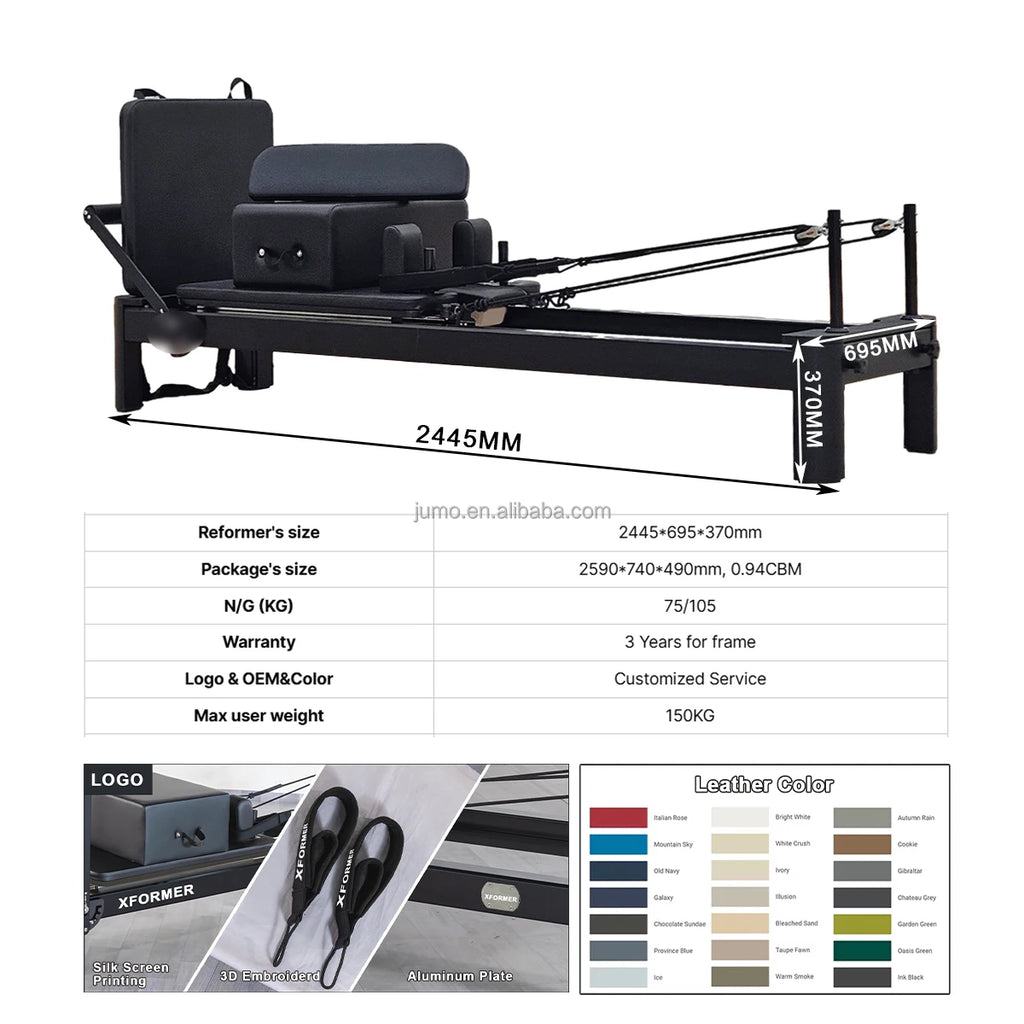AB04 Commercial Studio Aluminum Pilates Reformer 2540mm Length