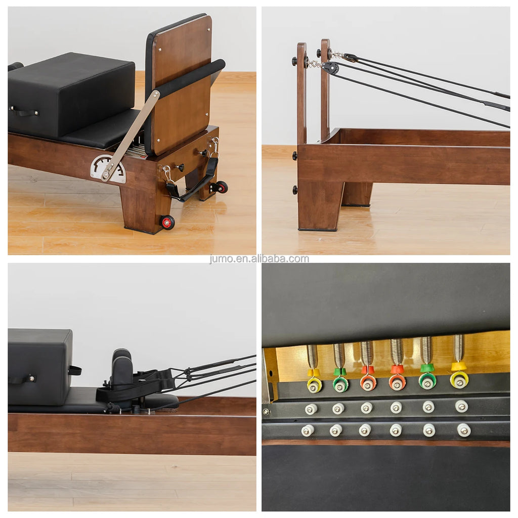 Walnut Wood Pilates Reformer with Tower Professional Studio Equipment