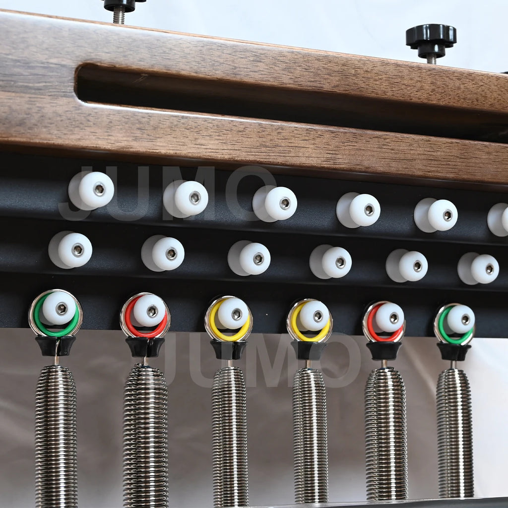 Walnut Pilates Reformer Machine Black Leather Finish 2390mm