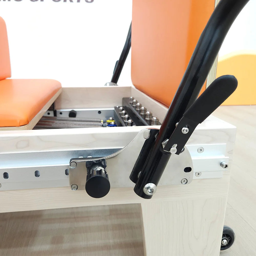 Maple Wood Pilates Reformer Machine Full Track Orange 2325mm