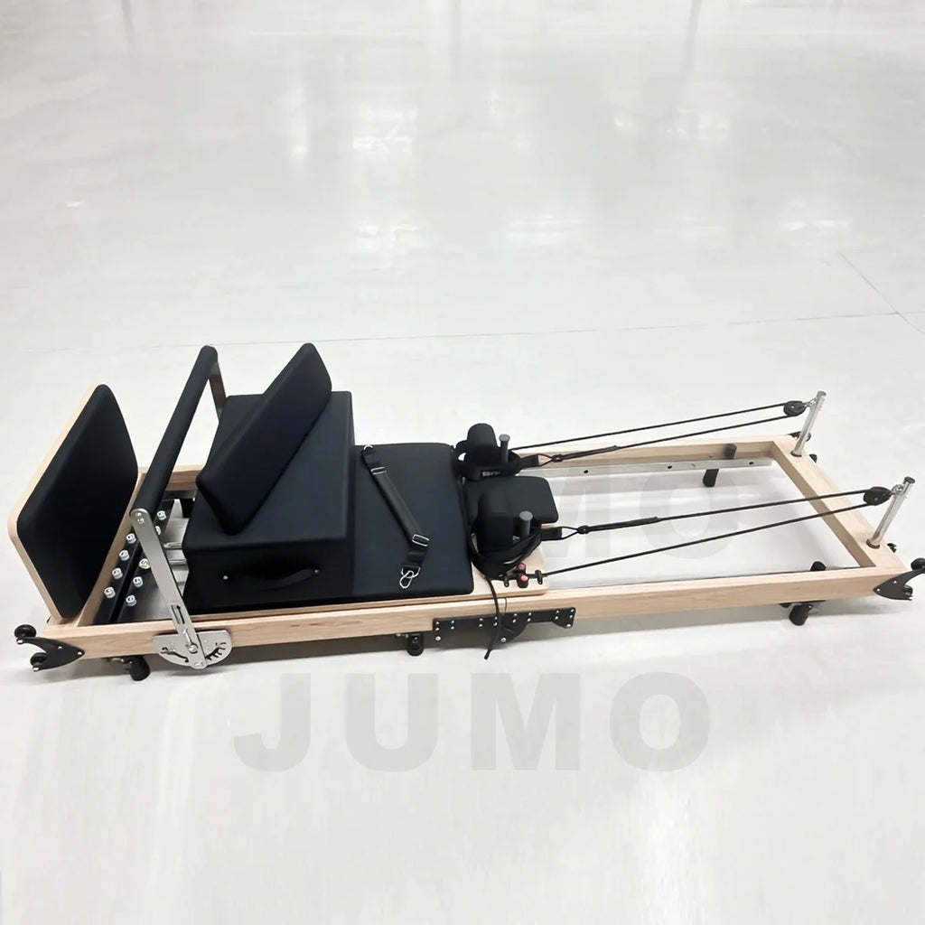 Jumo FOFR-2 Foldable Oak Wood Pilates Reformer Machine Black