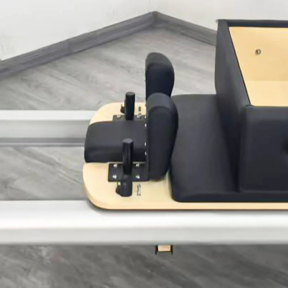 Professional Aluminum Pilates Reformer Adjustable Footbar Black 97 Inch