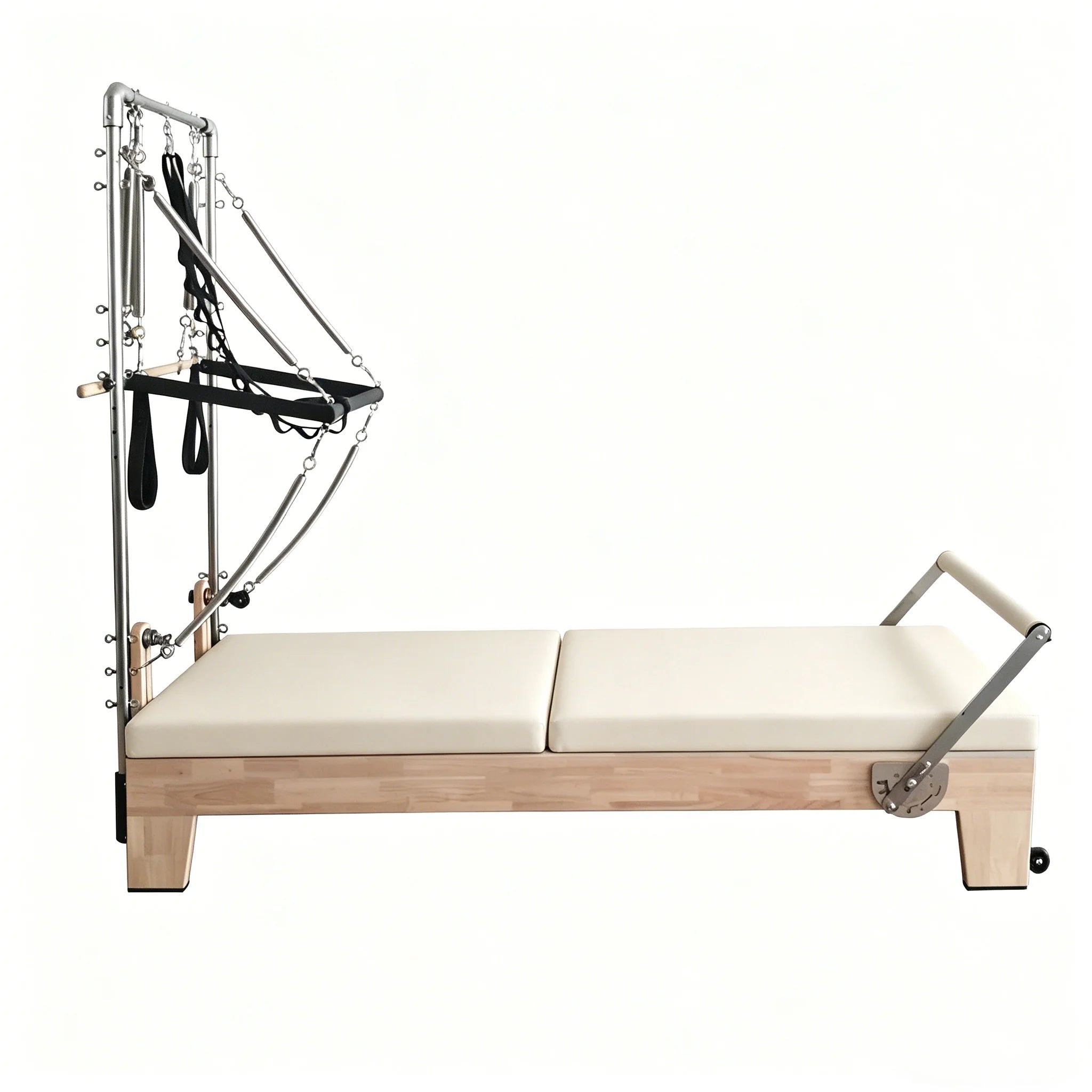 Professional Oak Pilates Reformer Tower with Half Trapeze 233x74x198cm