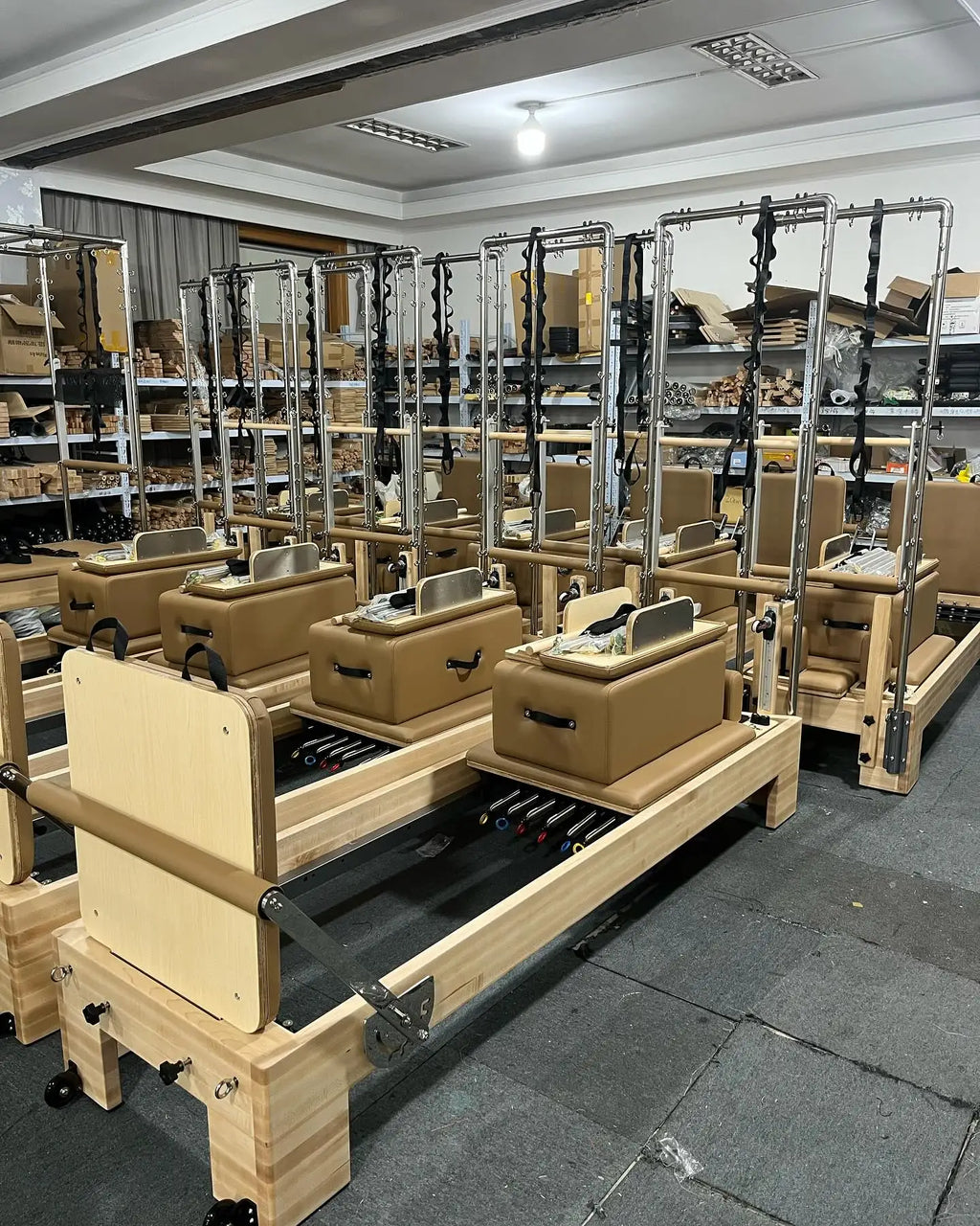 Spliced Maple Reformer Pilates Tower Combo 244cm Black
