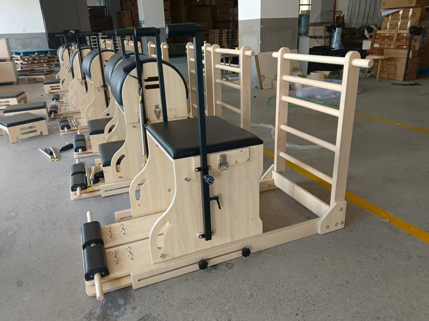 Maple Wood Pilates Ladder Barrel Wunda Chair Combo Set