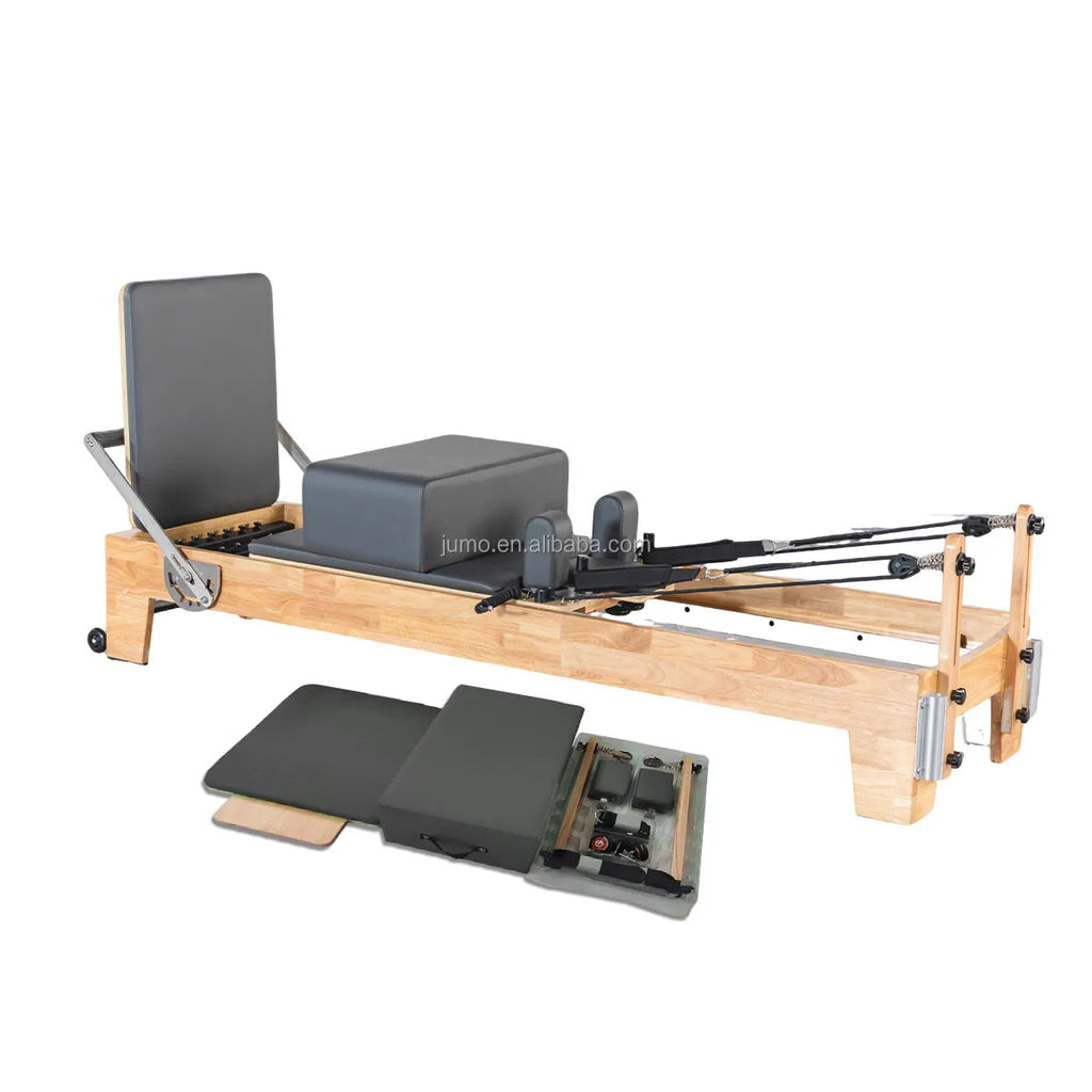 Studio Oak Wood Pilates Reformer Adjustable Resistance and Smooth Glide