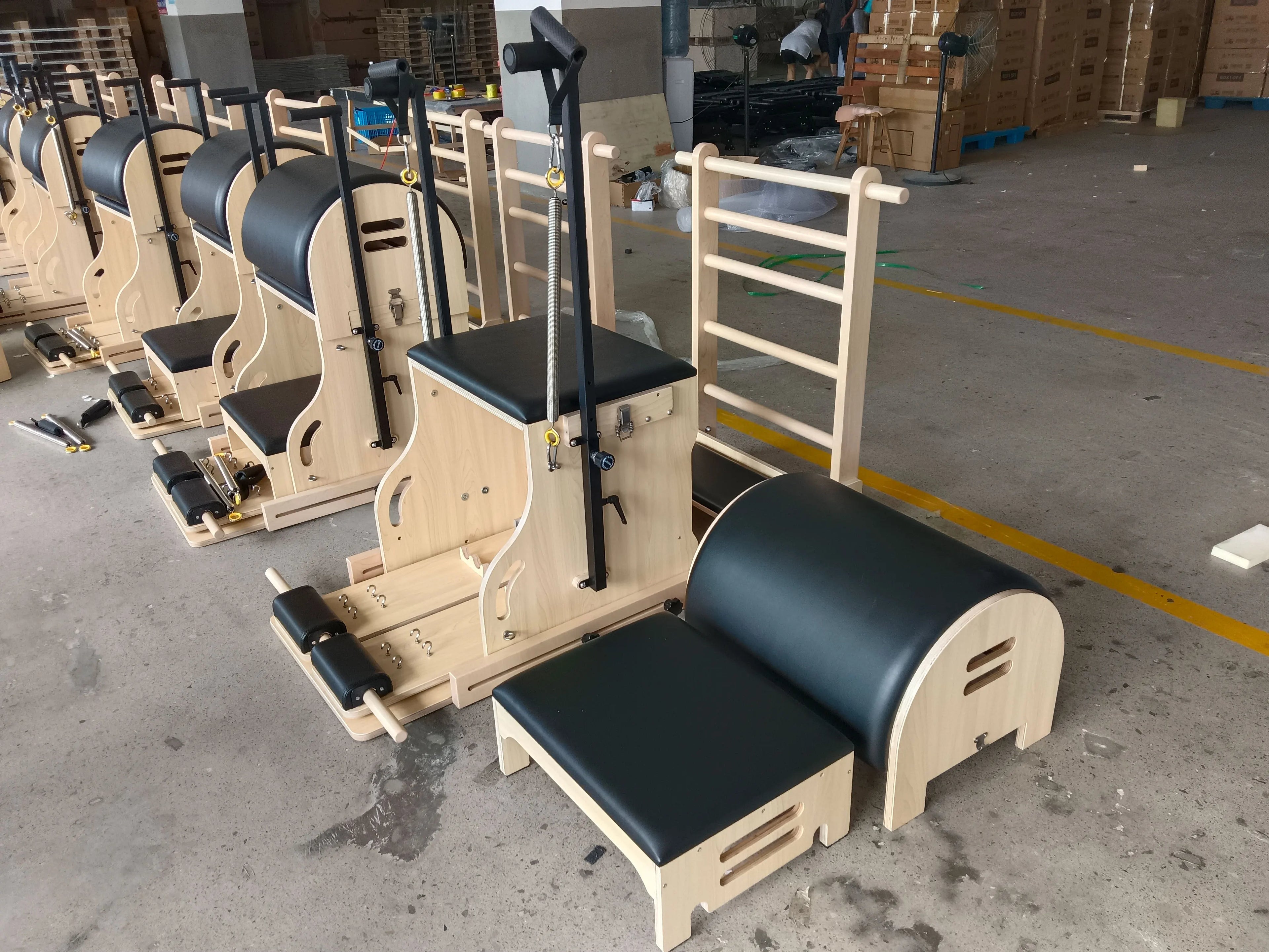 Maple Wood Pilates Ladder Barrel Wunda Chair Combo Set