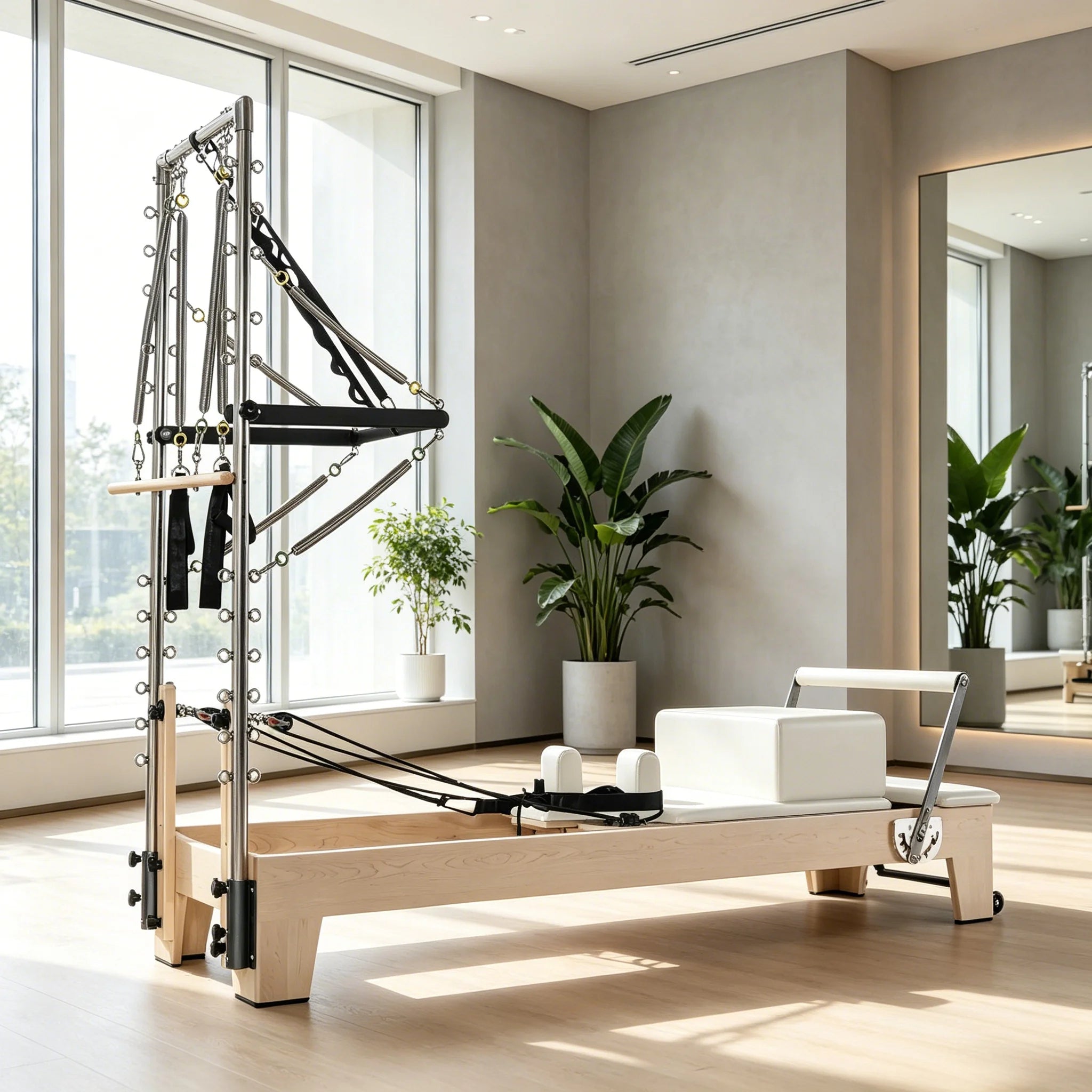 Professional Pilates Reformer Tower Maple Wood 240x74x198cm