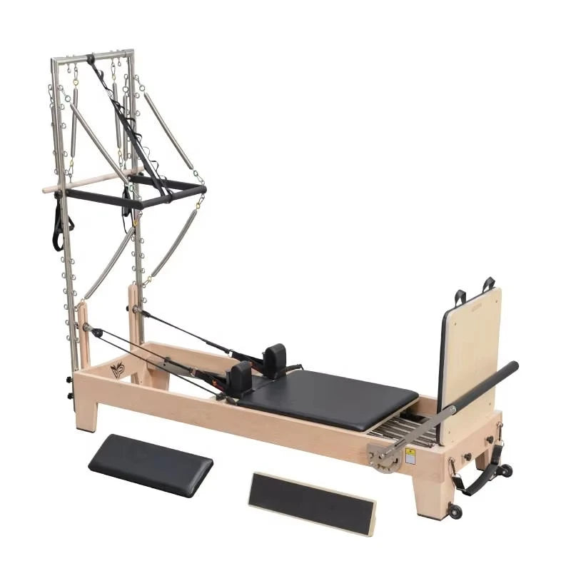 Maple Wood Pilates Reformer Tower Black 243x78cm