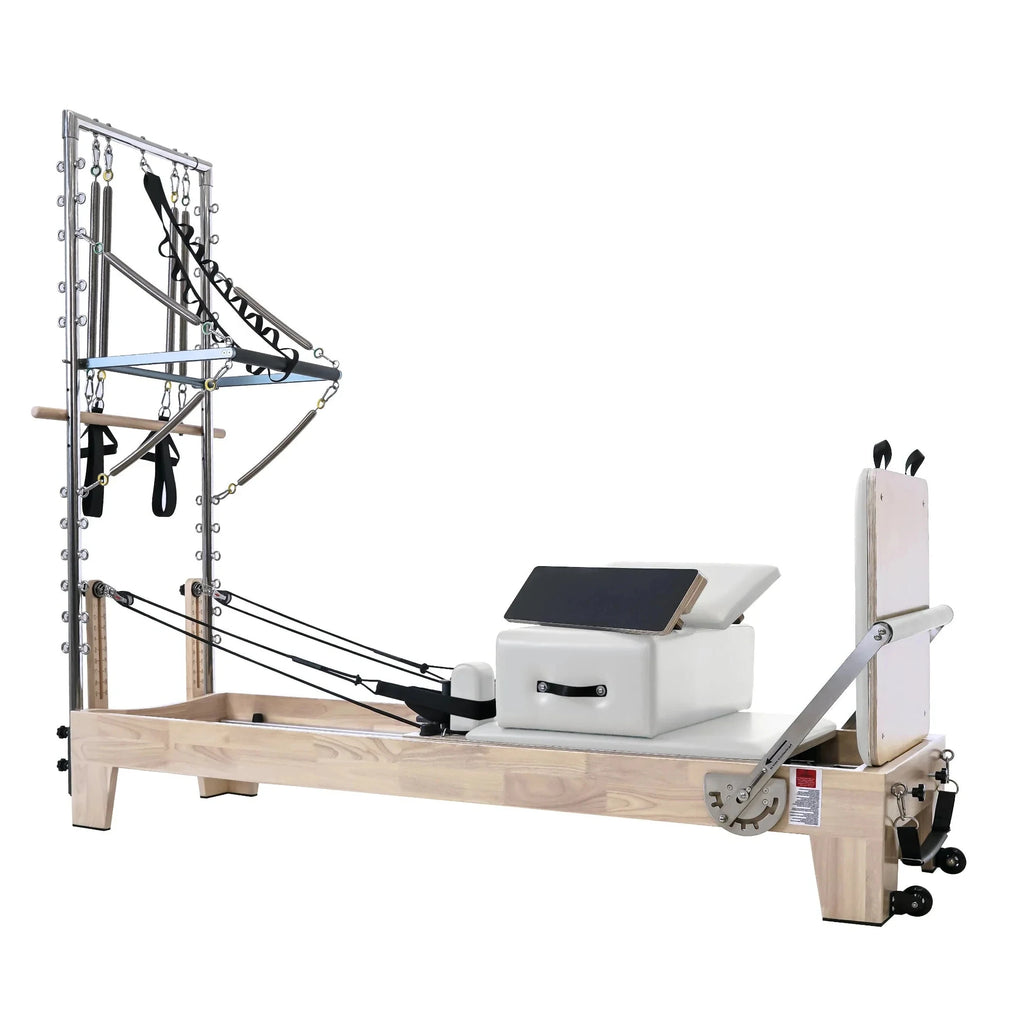 Oak Wood Pilates Reformer Tower with Professional Studio Carriage