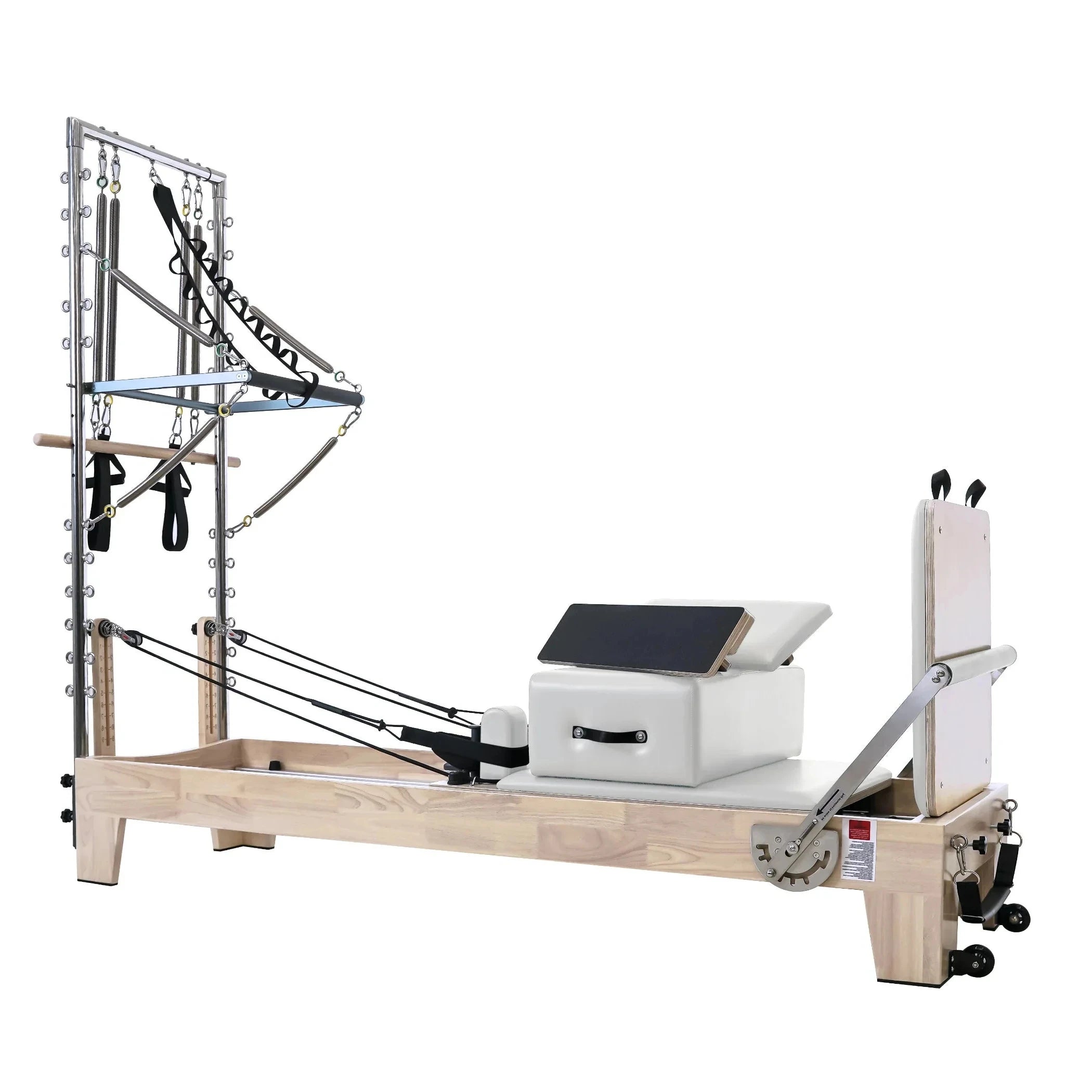 Oak Wood Pilates Reformer Tower with Professional Studio Carriage