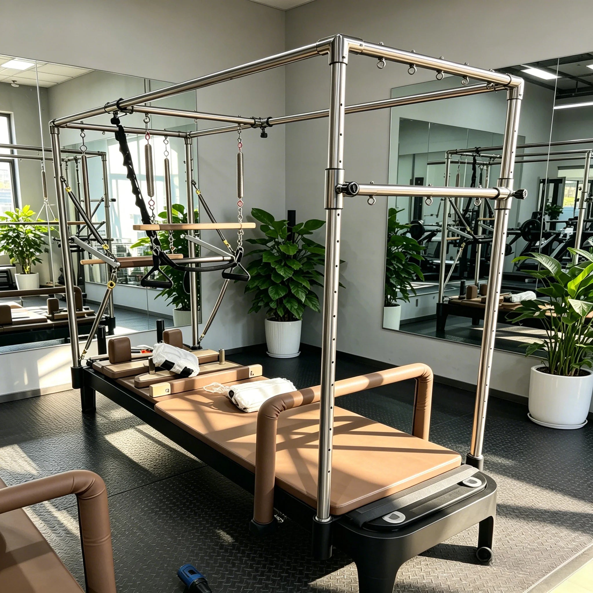 Aluminum Trapeze Cadillac Pilates Reformer With Sliding Footbar