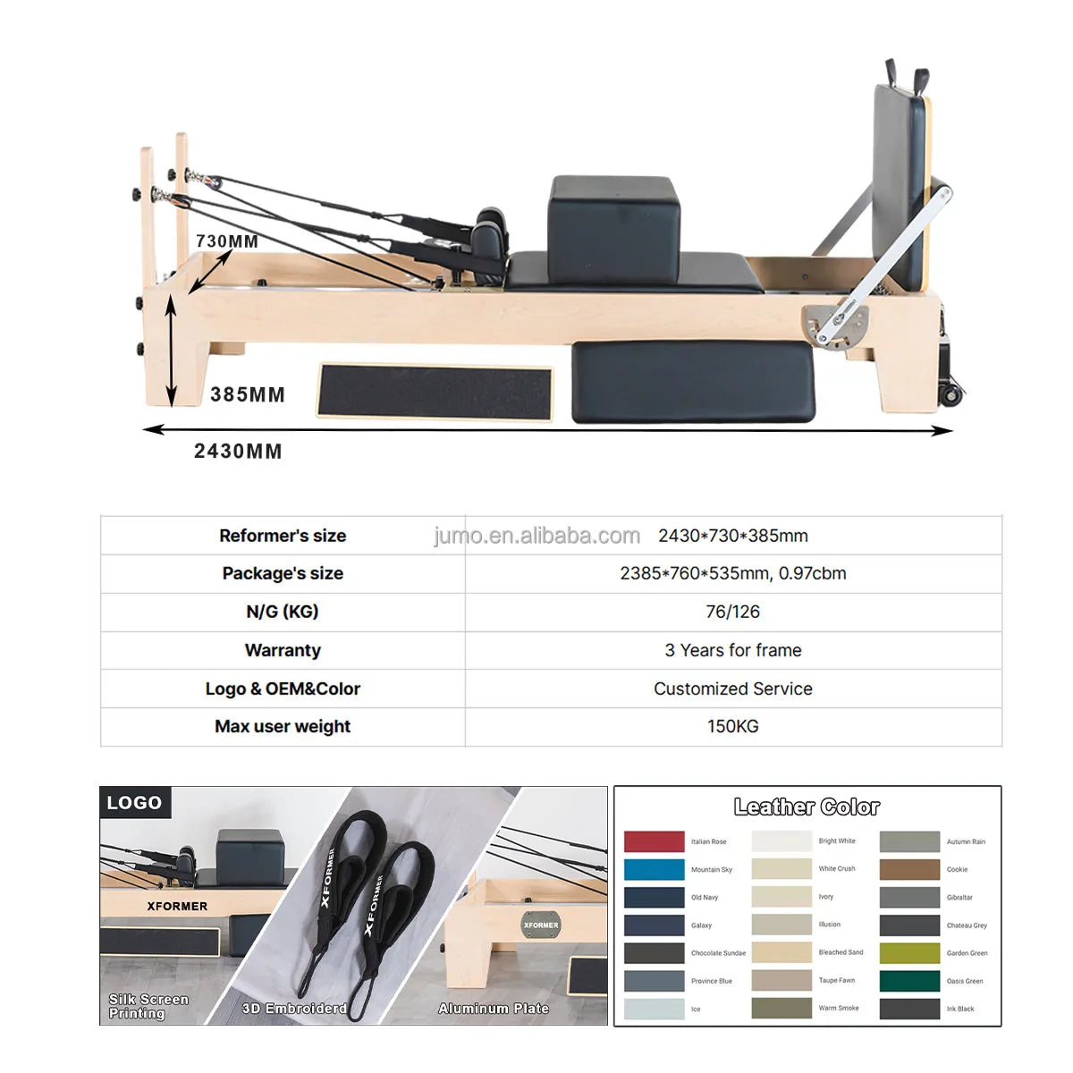 Maple Wood Pilates Reformer Machine Commercial Grade Smooth Glide