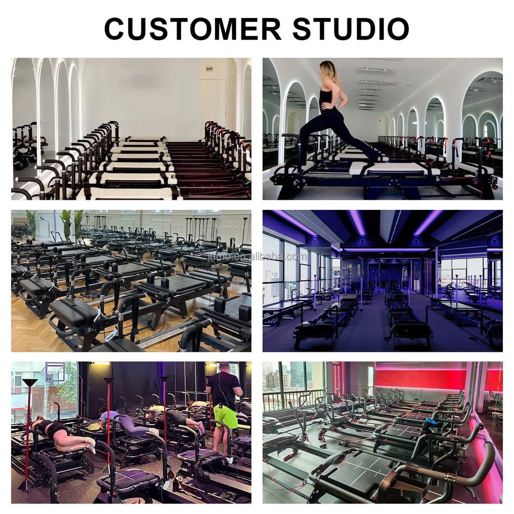 M3K Professional Pilates Reformer Aluminum Frame Black 3180mm