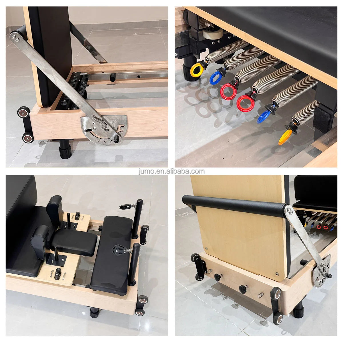 Foldable Maple Wood Pilates Reformer Machine 94in Black