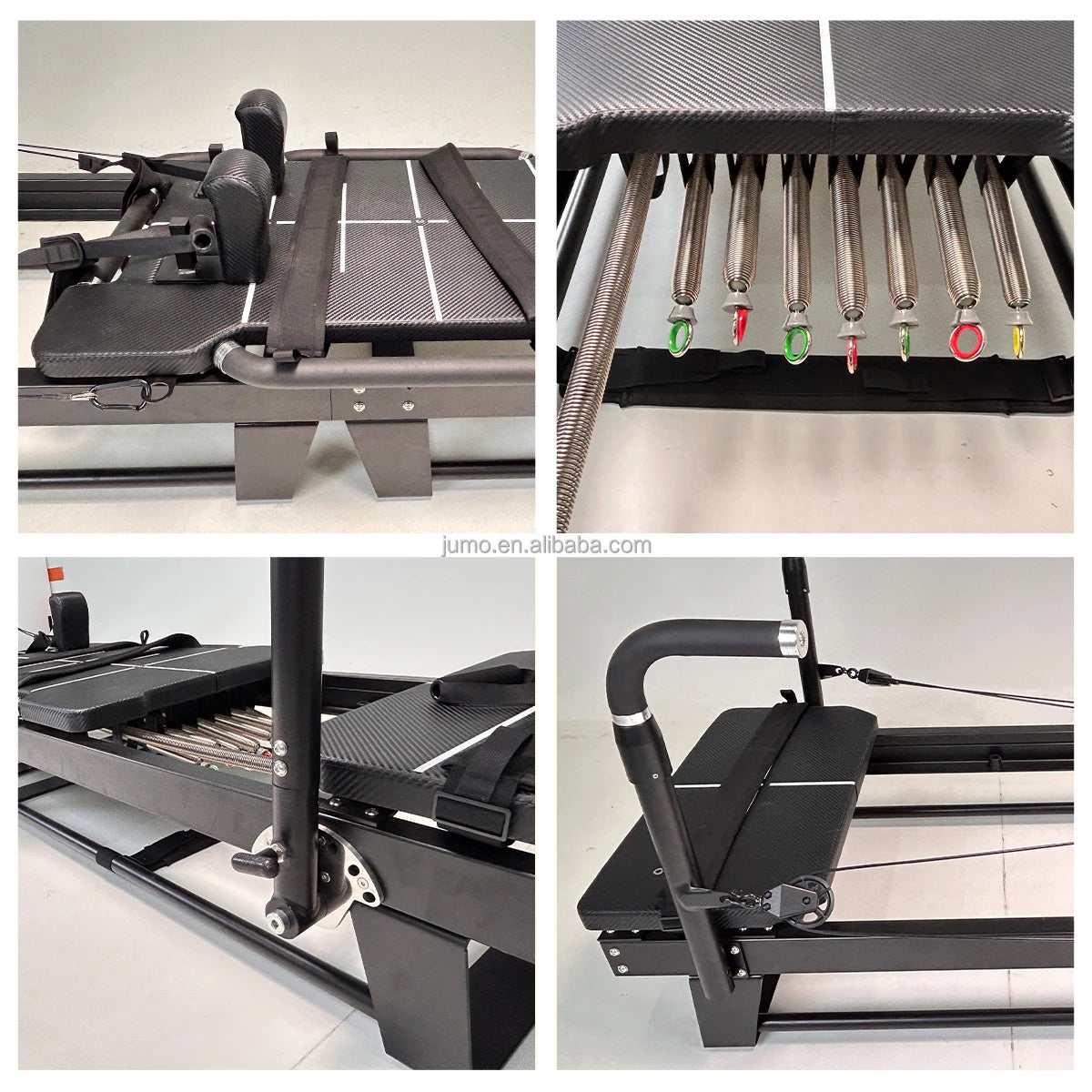 Matte Black Aluminum Pilates Reformer Commercial Grade