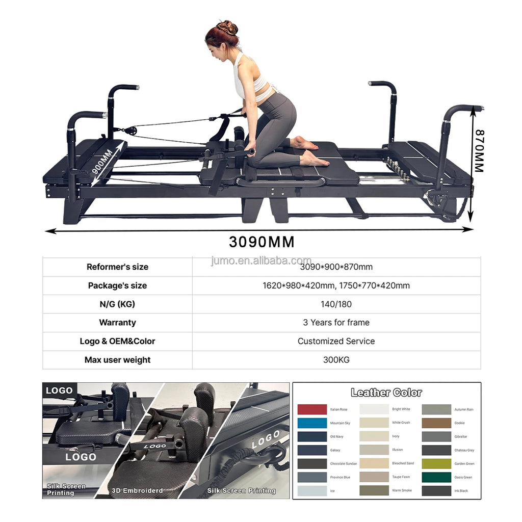 Professional Aluminum Pilates Reformer Machine with Silent Glide System