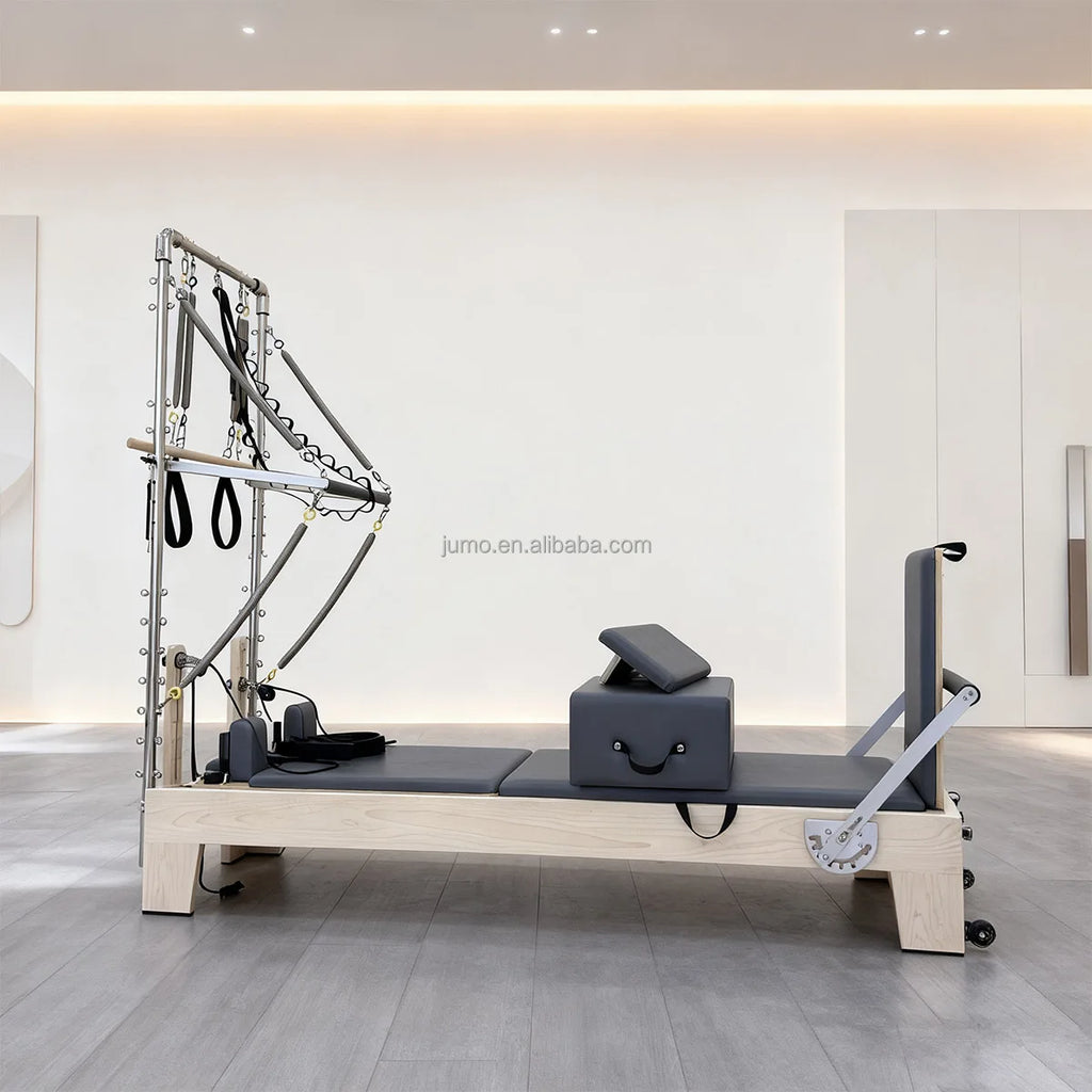 Pilates Reformer with Half Trapeze Tower Maple Wood