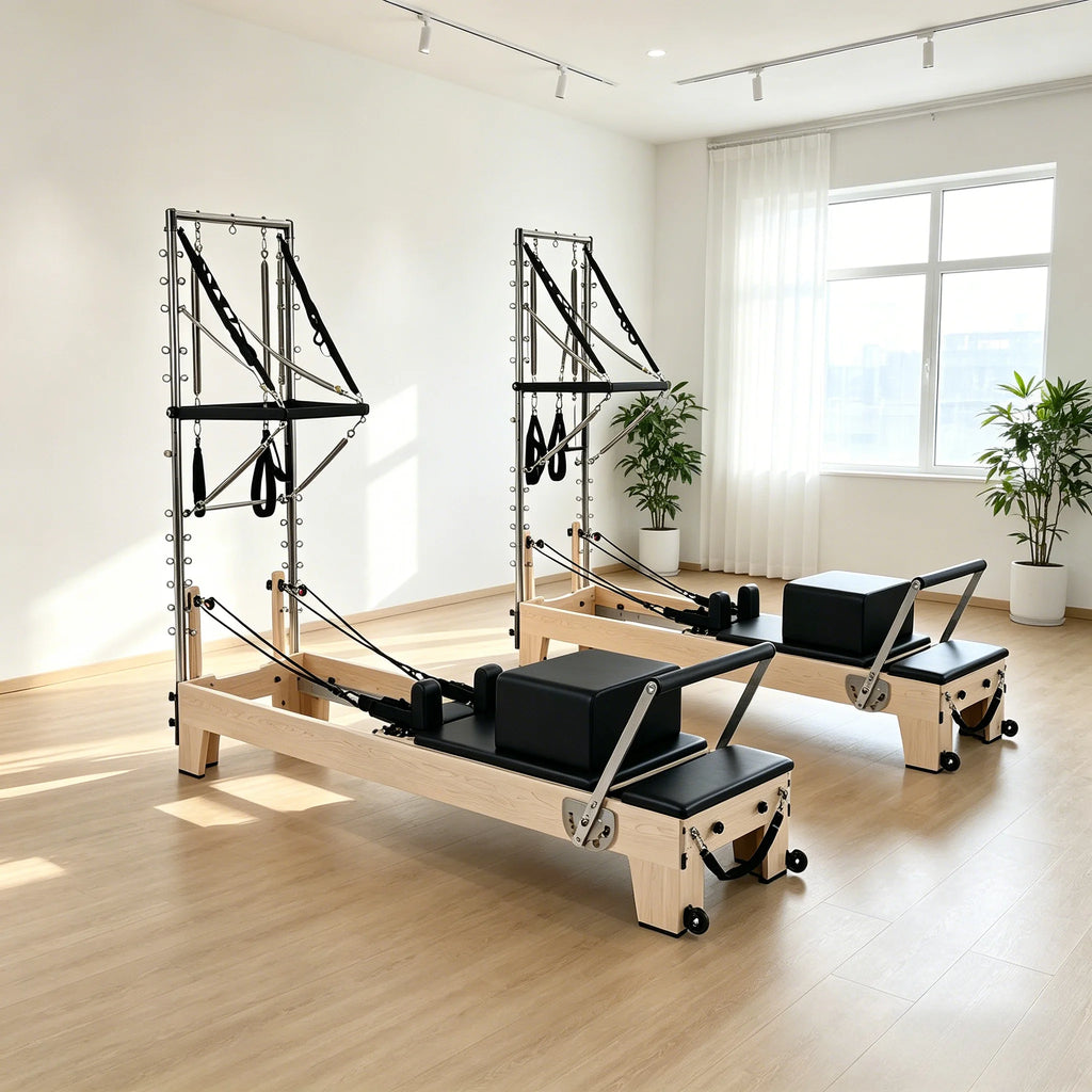 Maple Wood Pilates Reformer Tower with Springs 240x74x198cm