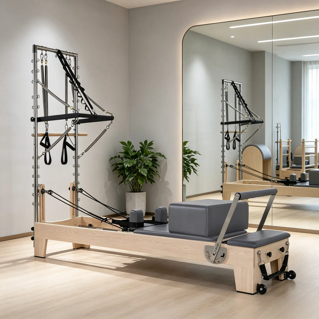 Maple Wood Pilates Reformer Tower Adjustable Studio Equipment