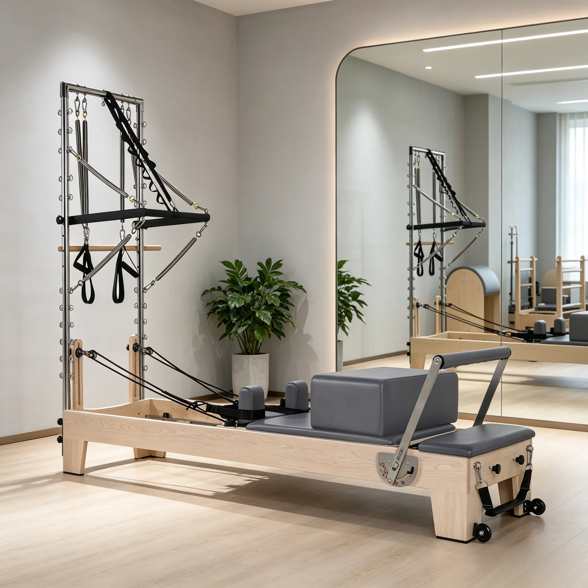 Maple Wood Pilates Reformer Tower Adjustable Studio Equipment