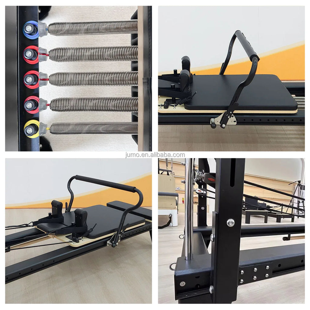 Aluminum Pilates Reformer with Half Tower 2400mm Black