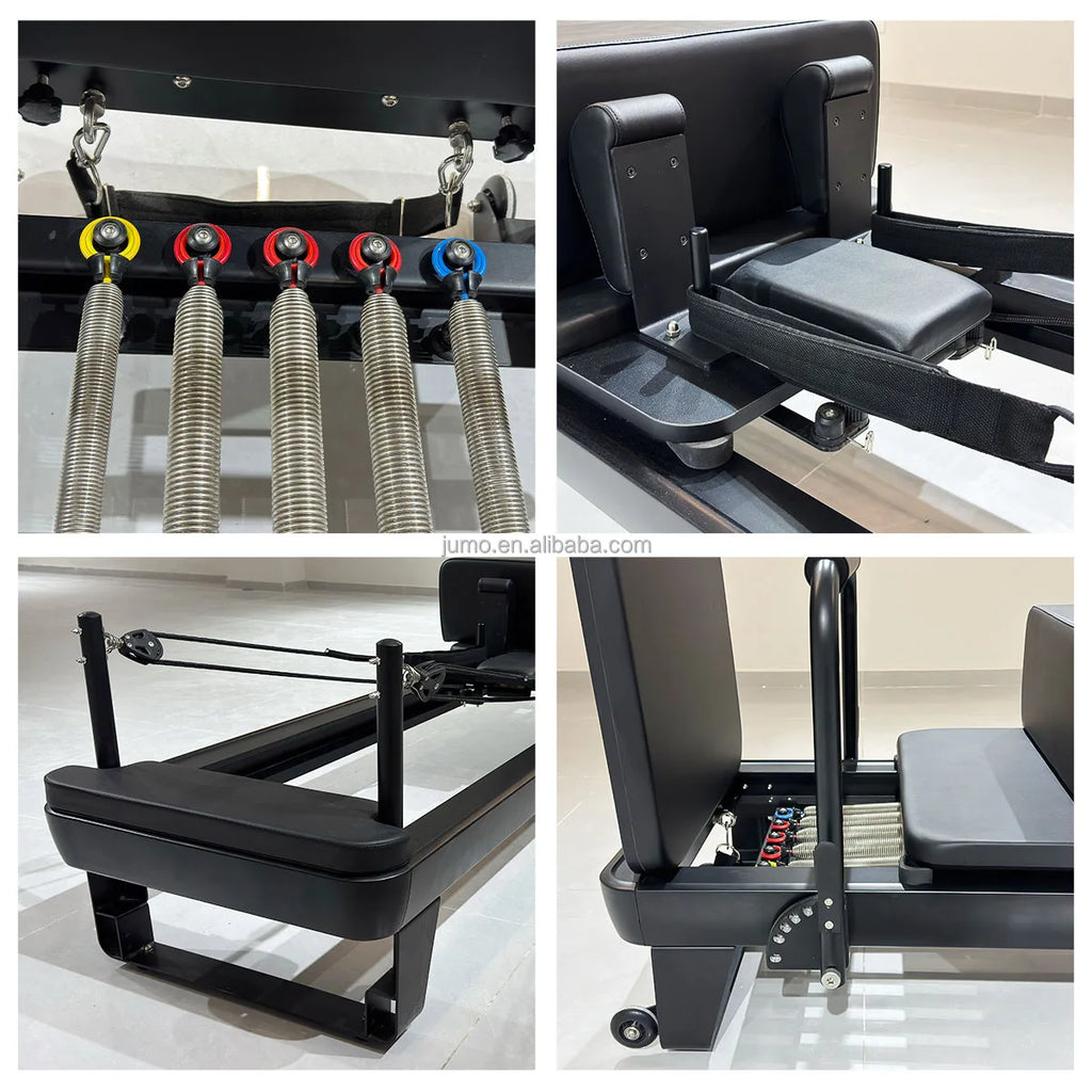 Professional Studio-Grade Aluminum Pilates Reformer Bed in Black