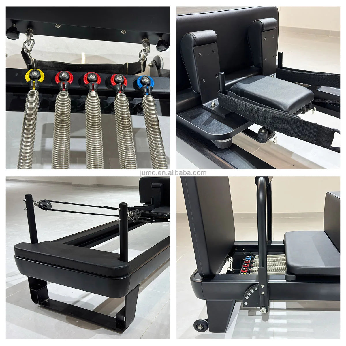 Professional Studio-Grade Aluminum Pilates Reformer Bed in Black