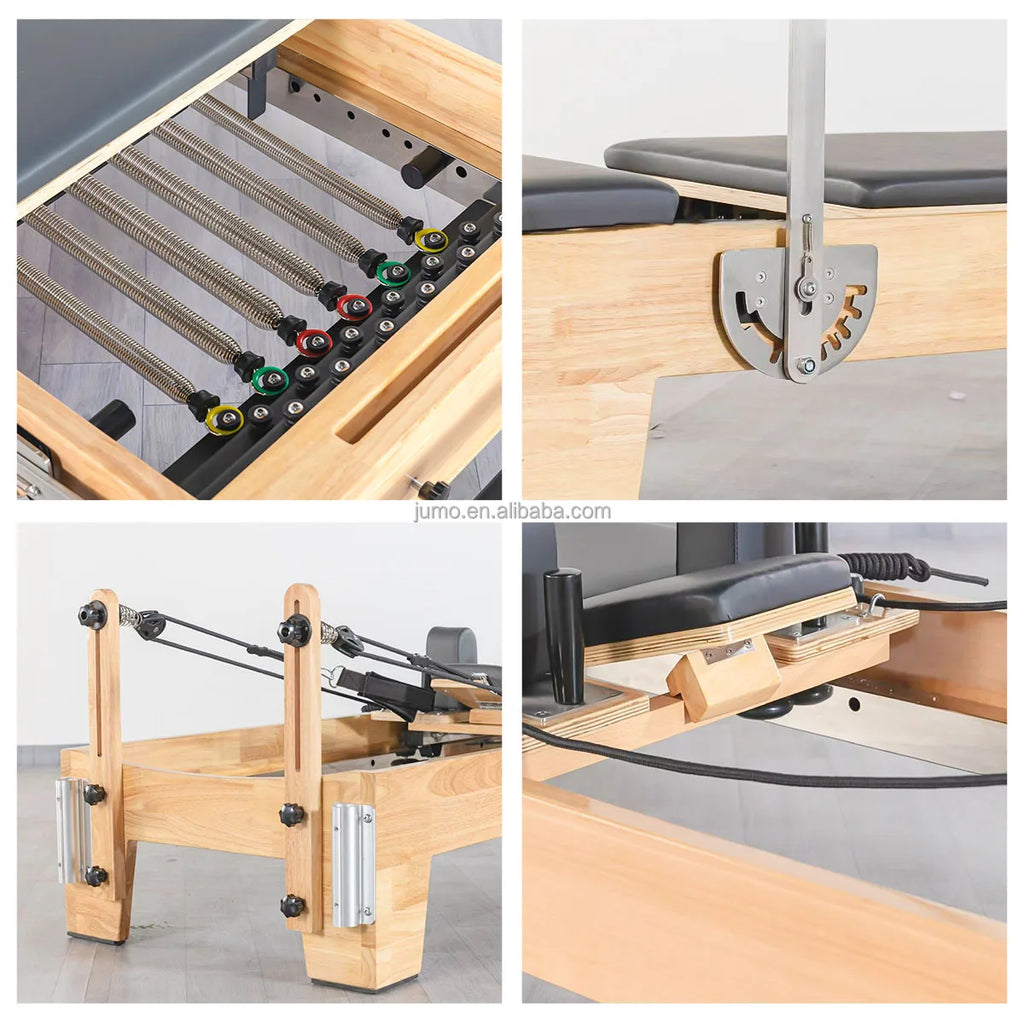 Studio Oak Wood Pilates Reformer Adjustable Resistance and Smooth Glide