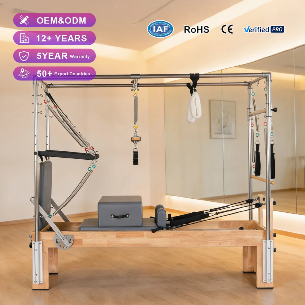 Oak Wood Pilates Reformer Cadillac Combo Studio Grade 244cm