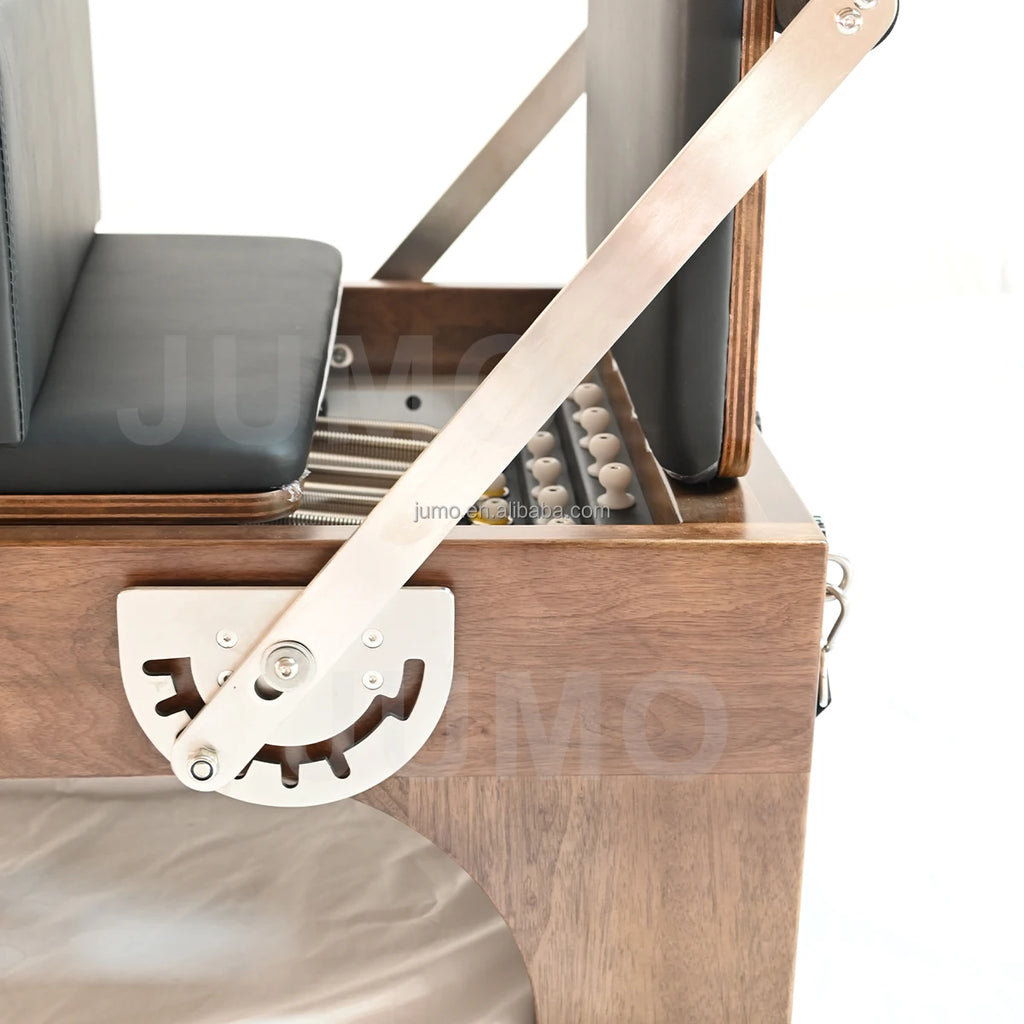 Walnut Wood Pilates Reformer with Tower and Adjustable Resistance